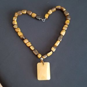Gorgeous Tiger's Eye & Yellow Jade Necklace!